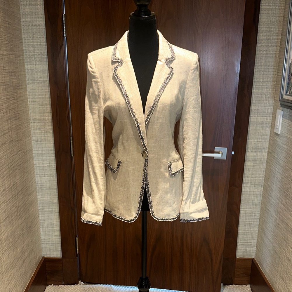 Love Token Cream Blazer with Black Accents